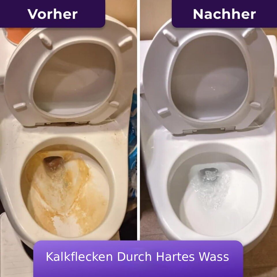 FizzClean Vorher-Nachher Vergleich bei Kalkflecken durch hartes Wasser
